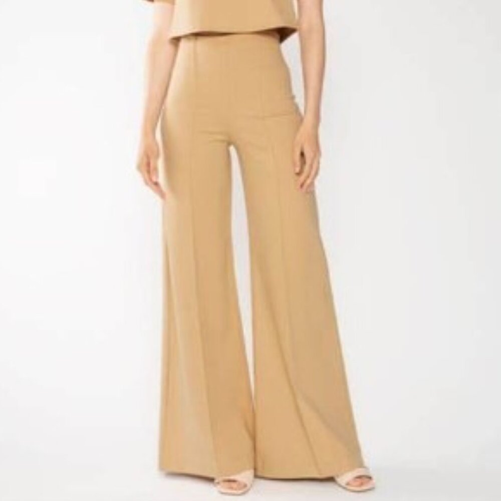 Ridley Rader Tan Ponte Knit Wide Leg Pant | Size 3 (M)